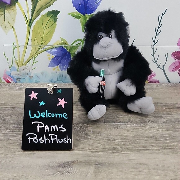 Coca Cola Gorilla Plush 10" Ape Monkey with Coke Bottle 1996 Stuffed Animal VTG - Picture 1 of 6